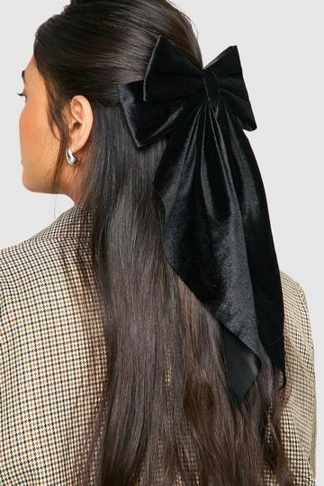 Black Large Velvet Bow Hair Clip black