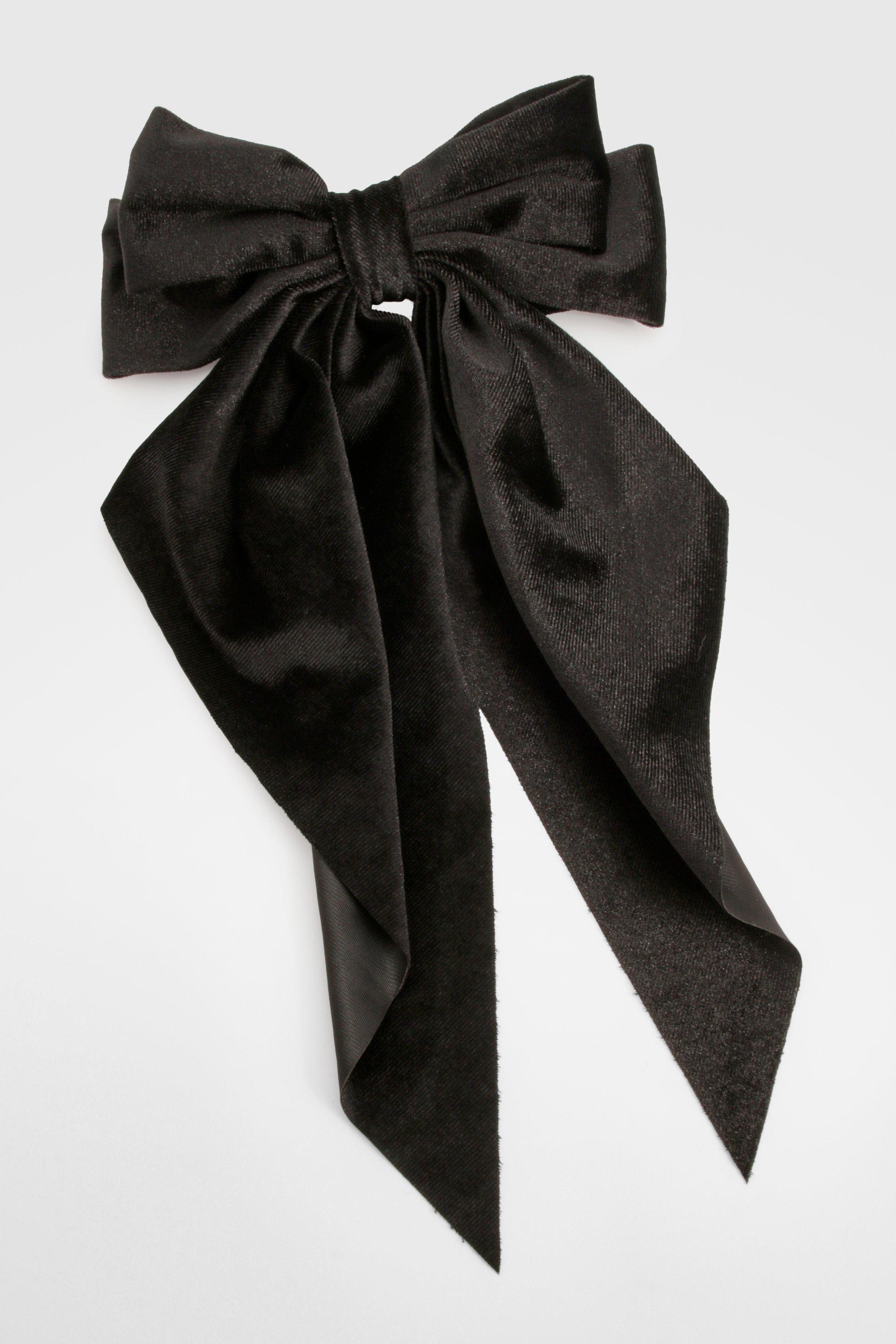VELVET BOW HAIR CLIP DARK GREY VELVET BOW HAIR CLIP DARK GREY