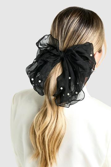 Organza Parel Haarstrik black