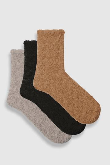 Fluffy Bed Sock 3 Pack multi