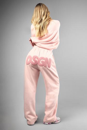 DSGN Towelling Applique Straight Leg Jogger light pink