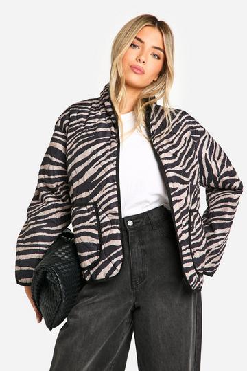 Zebra Print Padded Jacket black