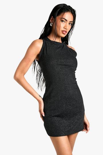 Mesh Glitter Mini Dress black