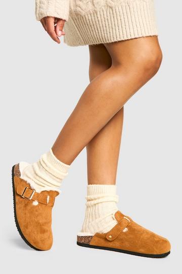 Slip On Cosy Mules camel