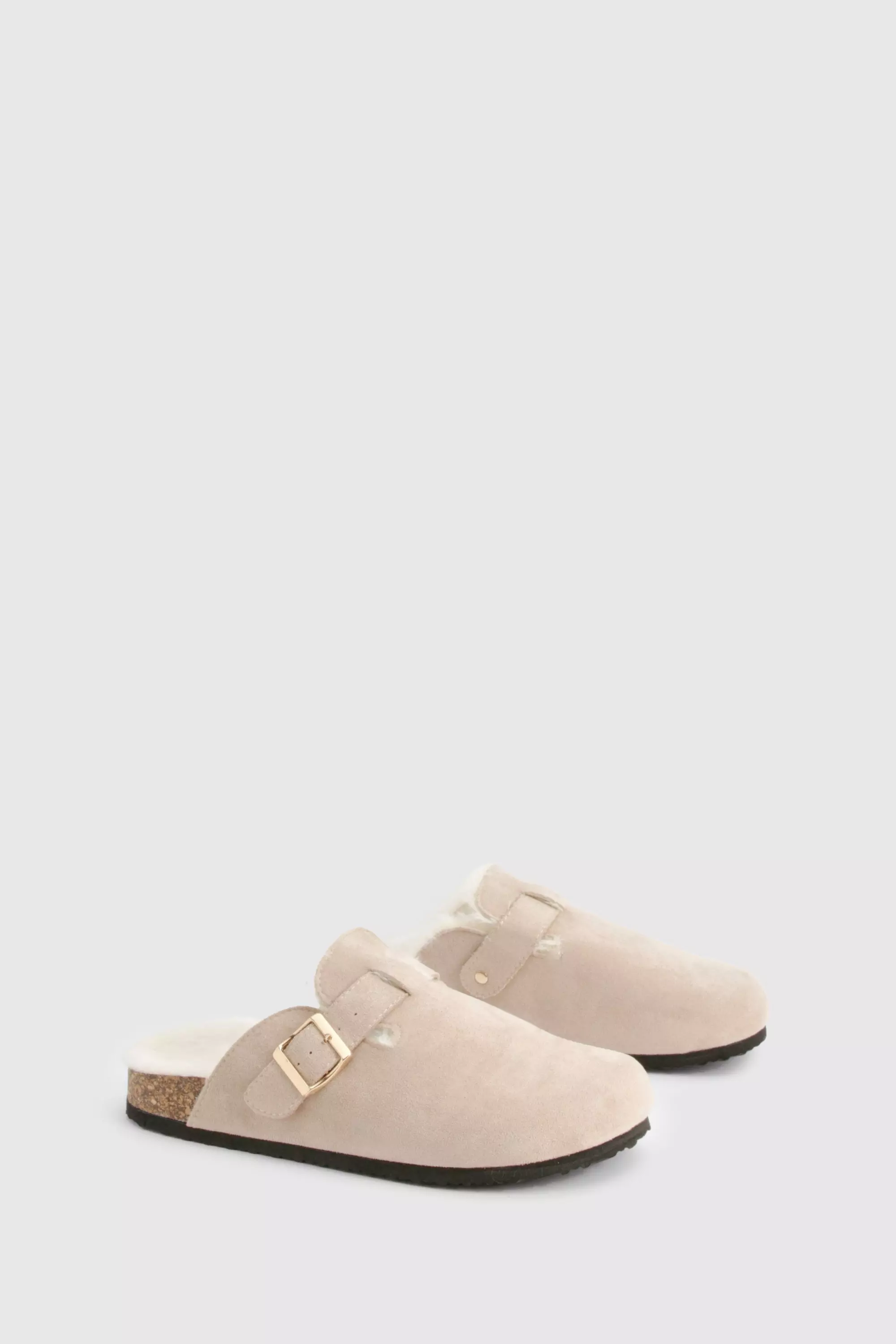Beige Slip On Cosy Mules  صورة بديلة
