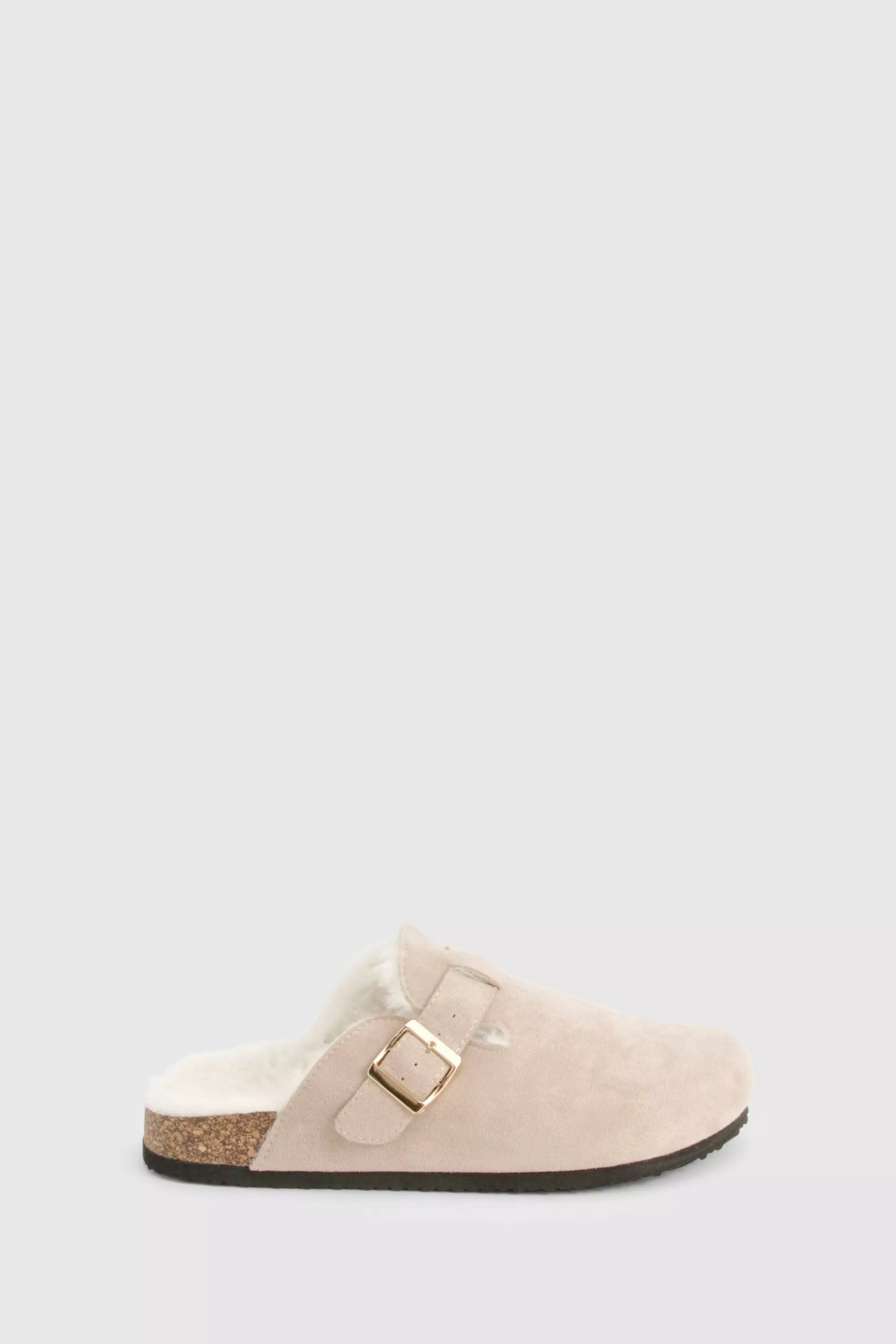 Beige Slip On Cosy Mules  صورة بديلة