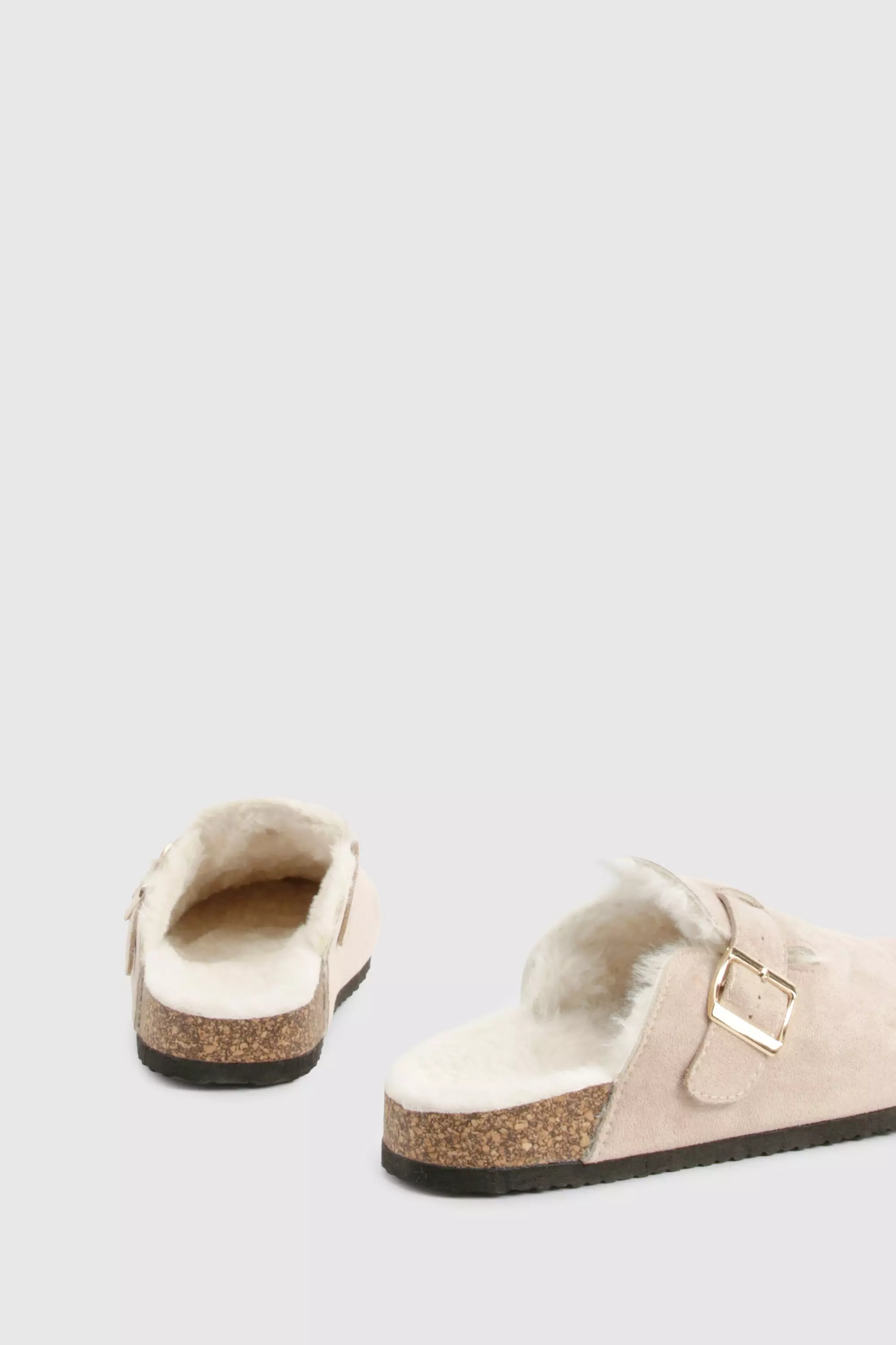 Beige Slip On Cosy Mules  صورة بديلة