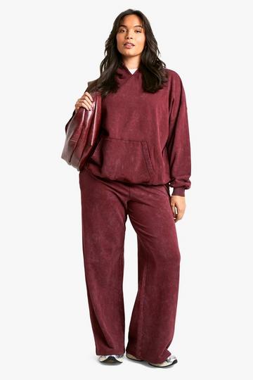 Red Plus Burgundy Premium Overdye Wide Leg Jogger