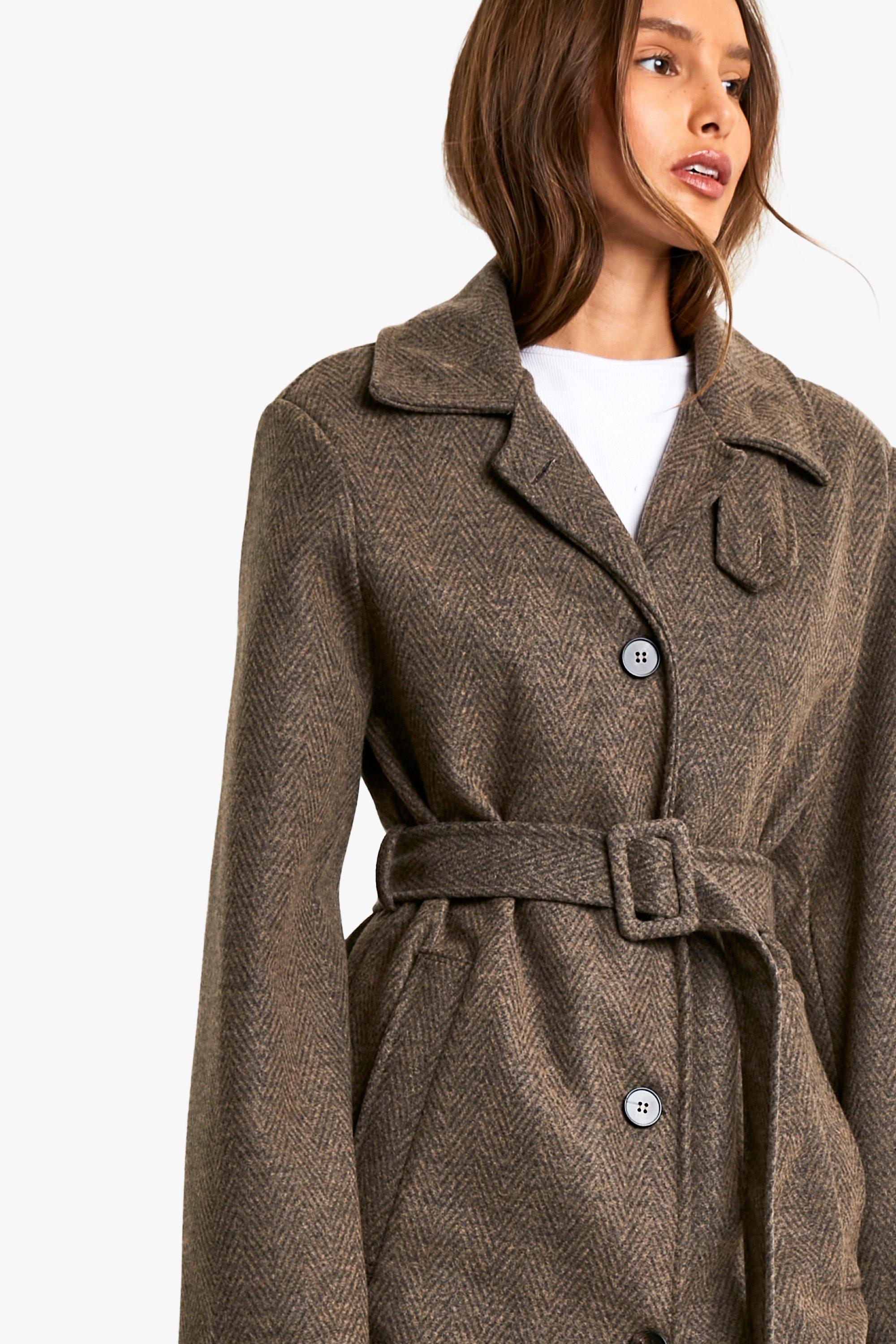 Belted Wool Look Coat