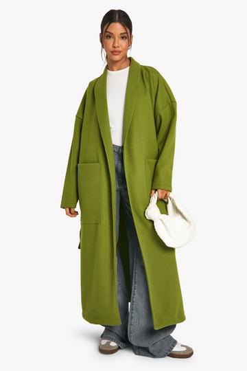 Belted Wool Look Coat olive