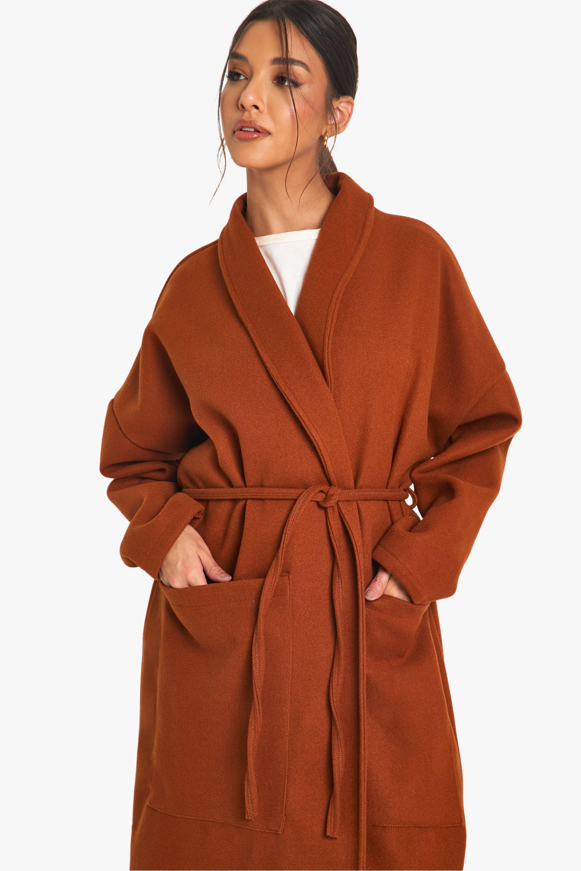 Belted Wool Look Coat