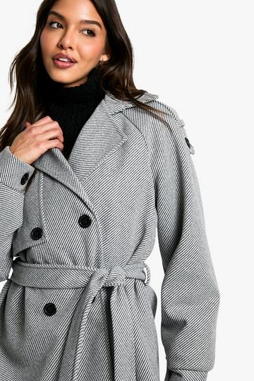 Belted Wool Look Jacket grey