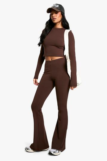 Tall Sculpt Stretch Long Sleeve Co-ord chocolate