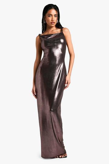 Metallic Rope Detail Maxi Dress chocolate