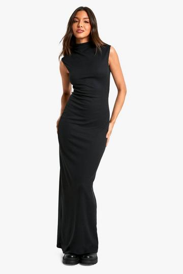 Rib Column Maxi Dress black