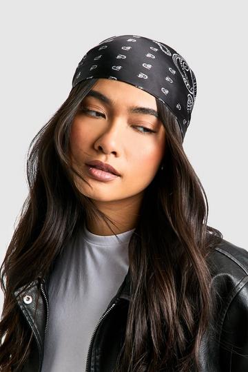 Black Paisley Print Head Scarf