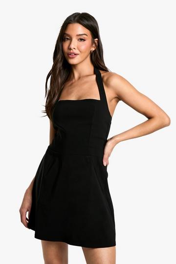 Bengaline Square Neck Skater Midaxi Dress black