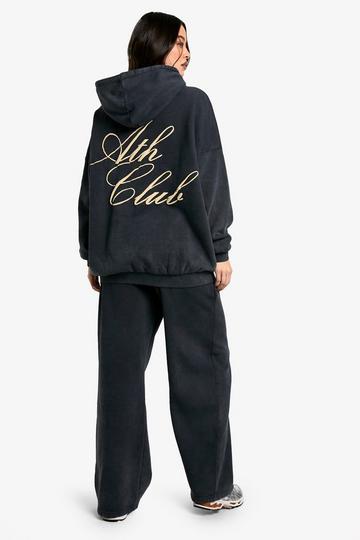 Tall Acid Wash Ath Club Back Print Tracksuit charcoal