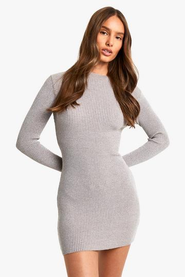 Metallic Mix Rib Knitted Mini Dress mocha