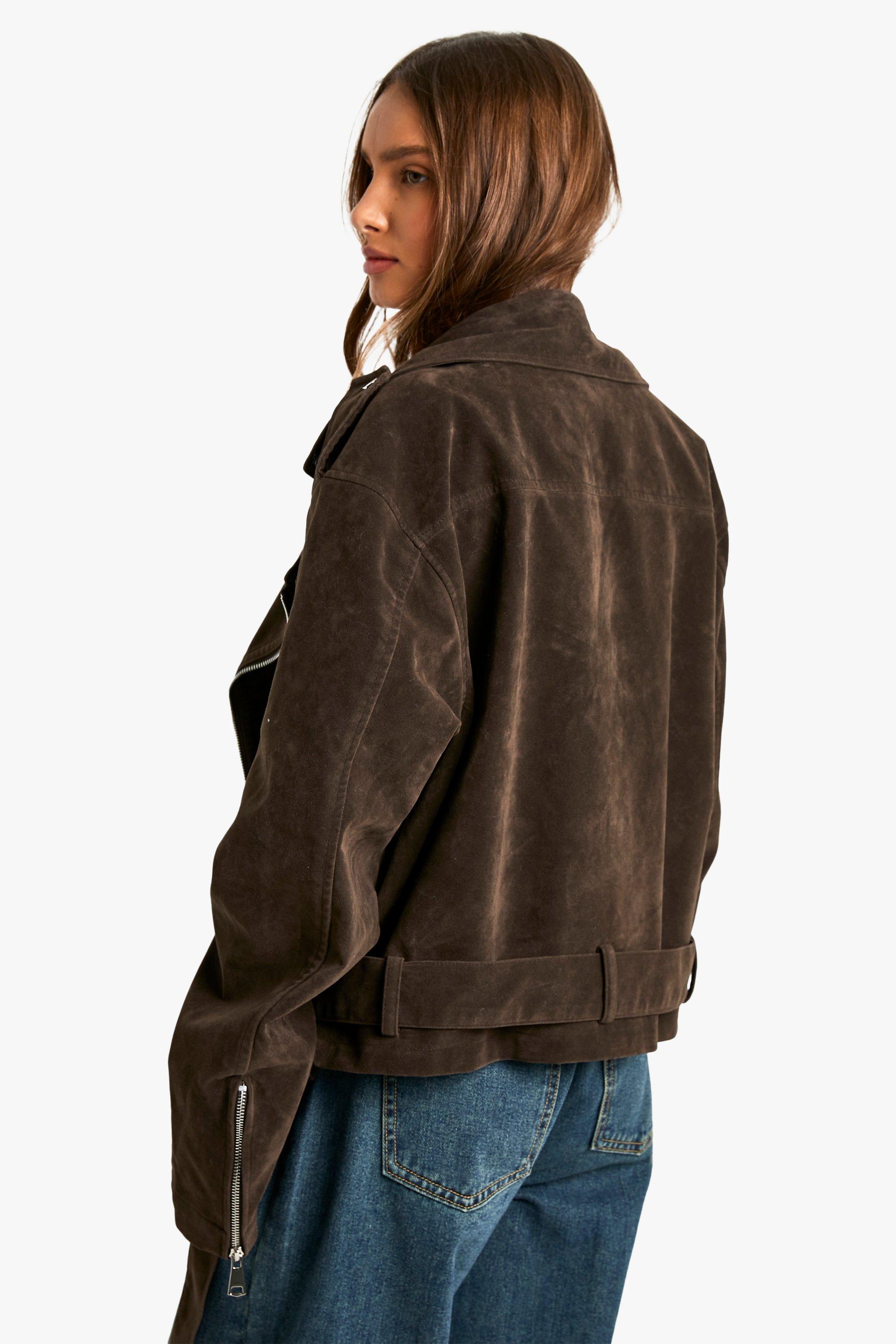 Suede look biker jacket sales