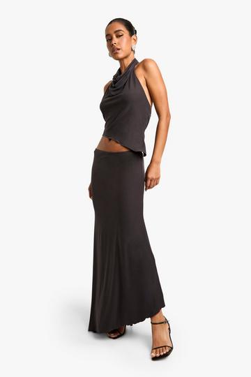 Super Soft Lettuce Hem Maxi Skirt charcoal