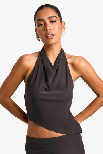 Super Soft High Neck Cowl Top charcoal