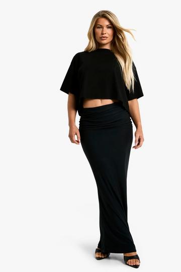 Super Zachte Maxi Rok Met Geplooide Taille black