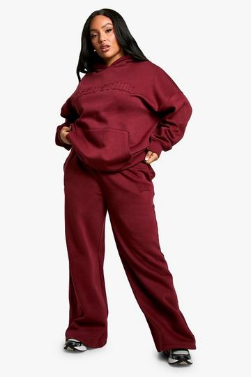 Burgundy Red Plus Dsgn Studio Self Fabric Applique Straight Leg Jogger