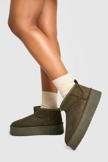 Platform Ultra Mini Cosy Boots green