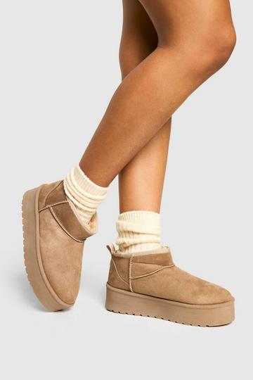 Platform Ultra Mini Cosy Boots khaki