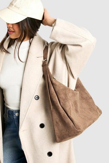 Faux Suede Slouchy Shoulder Bag taupe