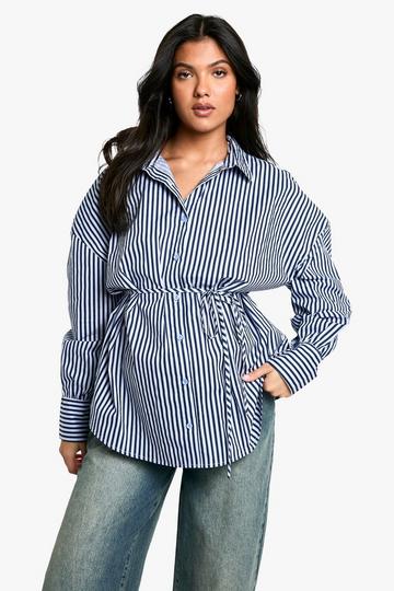 Zwangerschap Oversized Gestreepte Blouse blue