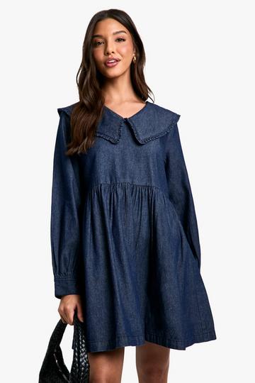 Denim Collar Smock Dress denim