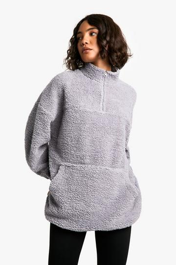 Tall Borg Half Zip Sweatshirt grey