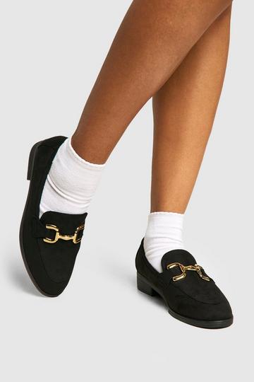 Faux Suede T Bar Loafers black