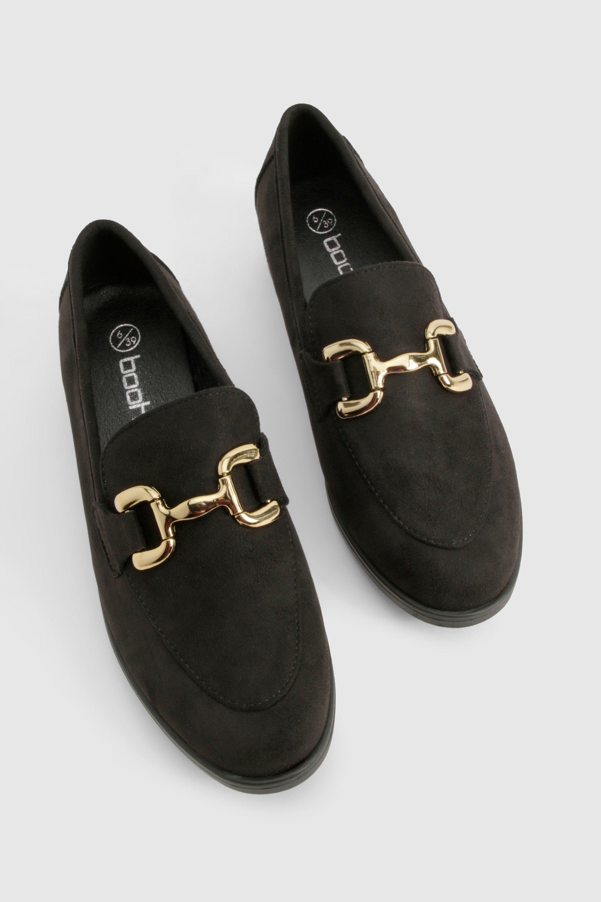 Boohoo Women s Faux Suede T Bar Loafers Black