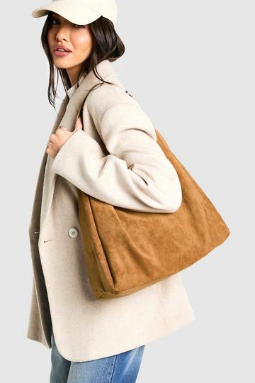 Faux Suede Slouchy Shoulder Bag tan