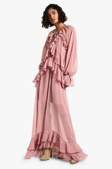 Tall Ruffle Detail Chiffon Maxi Dress blush