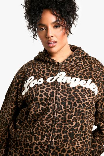 Plus Boxy Luipaardprint Los Angeles Hoodie leopard