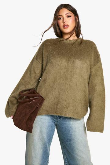 Plus Fluffy Knit Jumper khaki