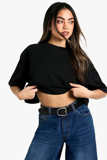 Boohoo basics boxy crop t-shirt black