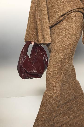 Textured Patent Slouchy Grab Bag burgundy