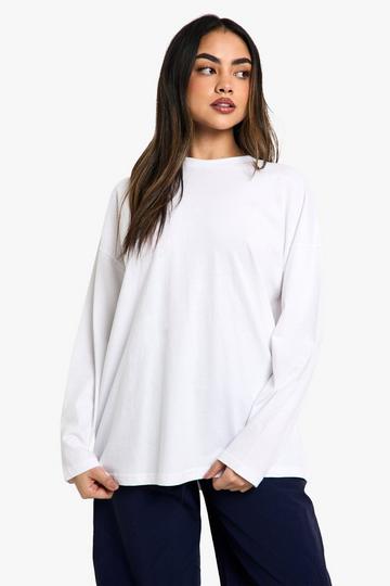 Oversized T-Shirt Met Lange Mouwen white