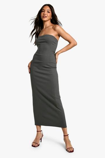 Bandeau Pinstripe Midi Dress charcoal