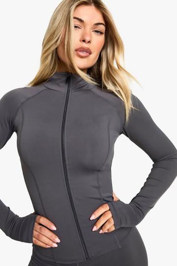 DSGN Studio Supersoft Peached Sculpt Zip Through Jacket charcoal