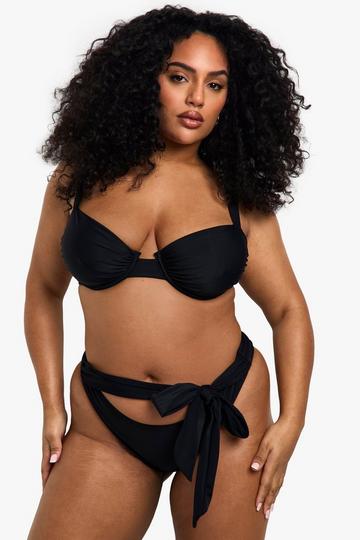 Black Plus Swimwear Essentials Tie High Waist Brief