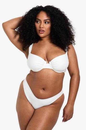 Plus Swimwear Essentials Balcony Bikini Top white