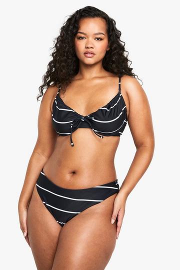 Plus Swimwear Essentials Underwired Stripe Bikini Top black