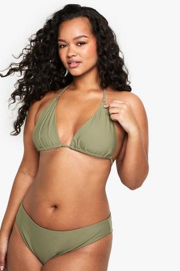 Plus Swimwear Essentials Triangle Bikini Top khaki