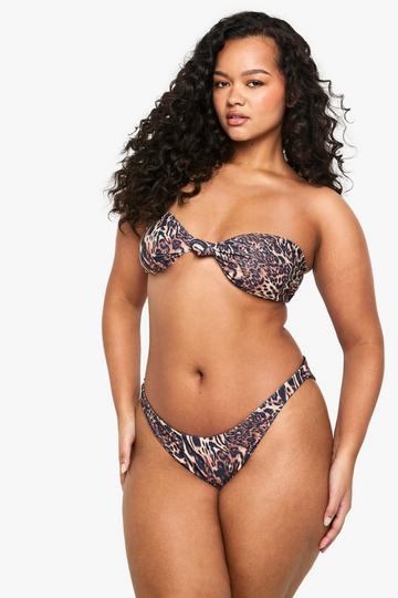 Plus Luipaardprint Strapless Bikini Top leopard